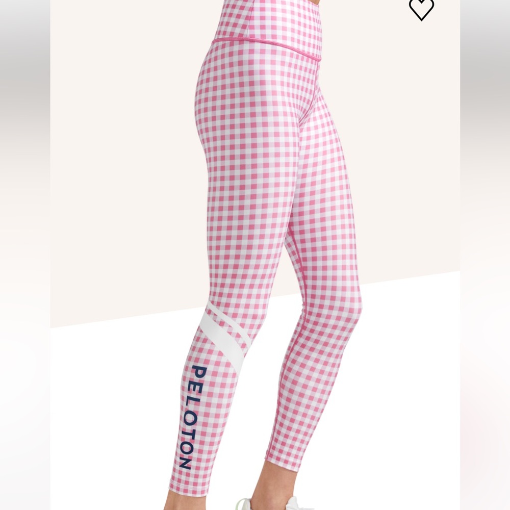 Peloton Pink Gingham high waist leggings